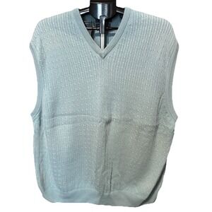 Lyle & Scott Scotland Mens XL Green Cable Knit Sweater Vest Grandpa Academic